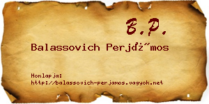 Balassovich Perjámos névjegykártya